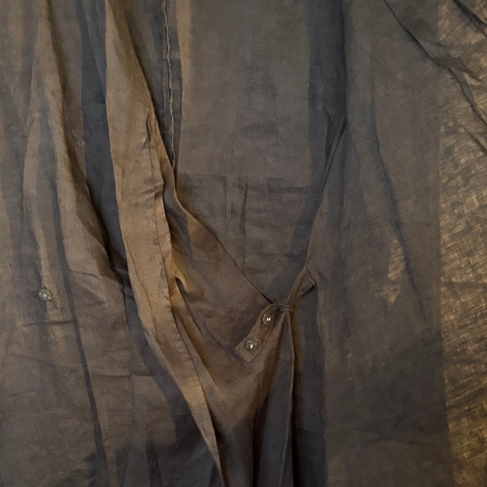 Soft Surroundings Linen Charcoal Wrap Dress - Picture 7 of 14